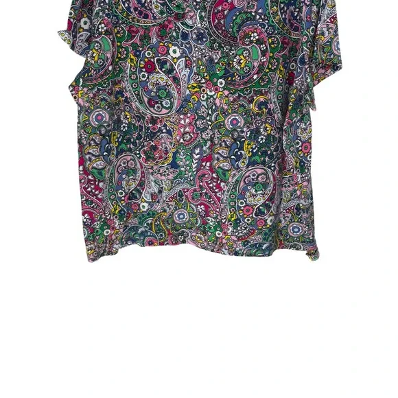 Talbots The Talbots Tee Shirt Paisly Print Colorful Short Sleeve Plus V-Neck 3X - Picture 4 of 12